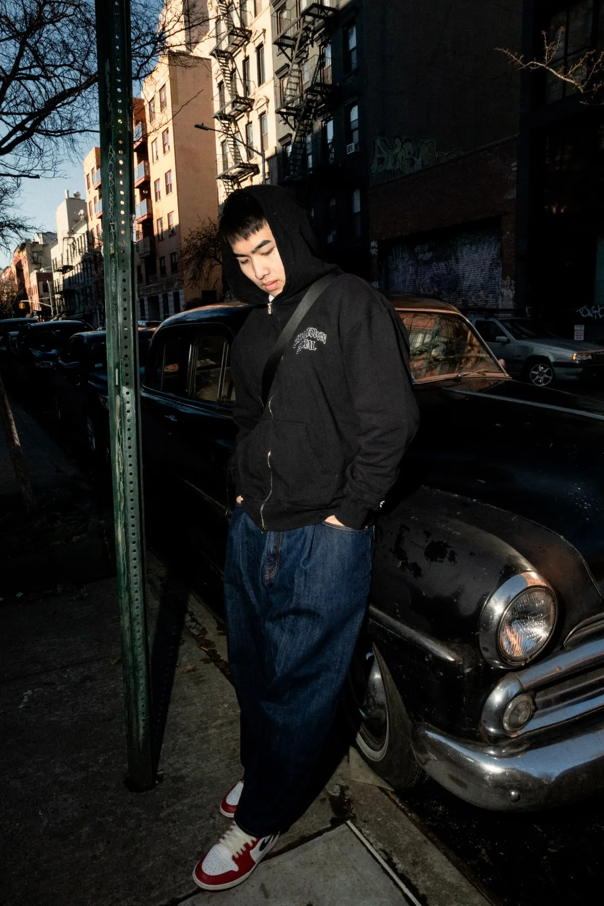 Street portrait with a vintage car